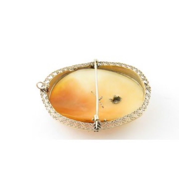 Vintage 14 Karat Yellow Gold and Diamond Cameo Brooch/Pendant #4435 - Picture 6 of 8